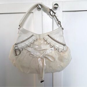 - SOLD-  Christian Dior White Leather Ballet Corset Shoulder Bag